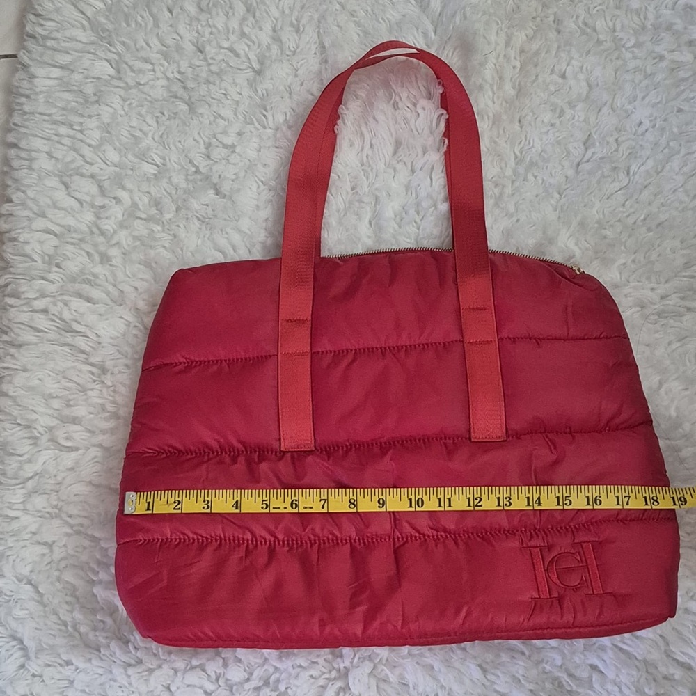 Carolina Herrera Red Quilted Tote Bag with Durable Base